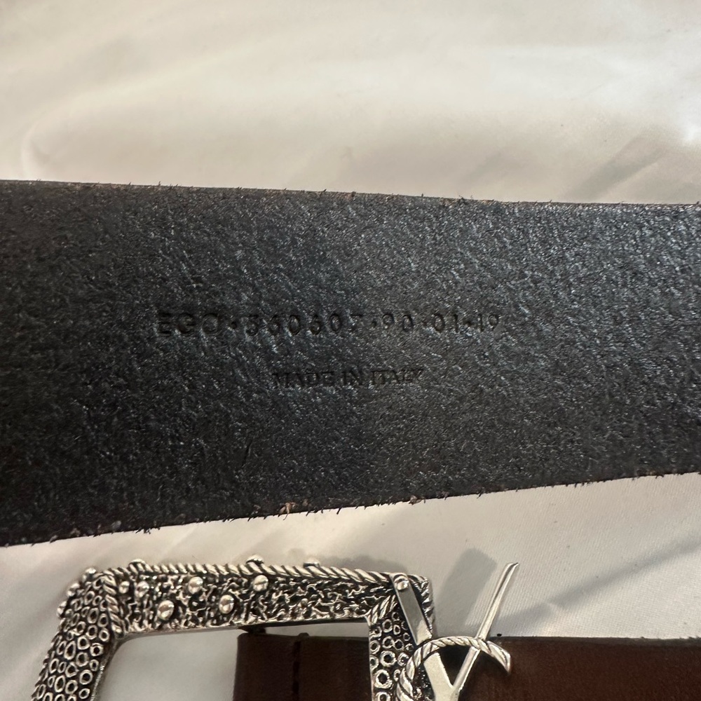 Saint Laurent Silver Buckle Brown Leather Belt - Picture 7 of 8